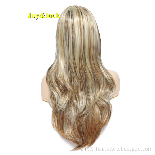 Ombre Blonde With Bangs Wholesale Wigs for Women Cosplay Wigs Party Piano Blonde Brown Long Natural Straight Synthetic Hair Wigs